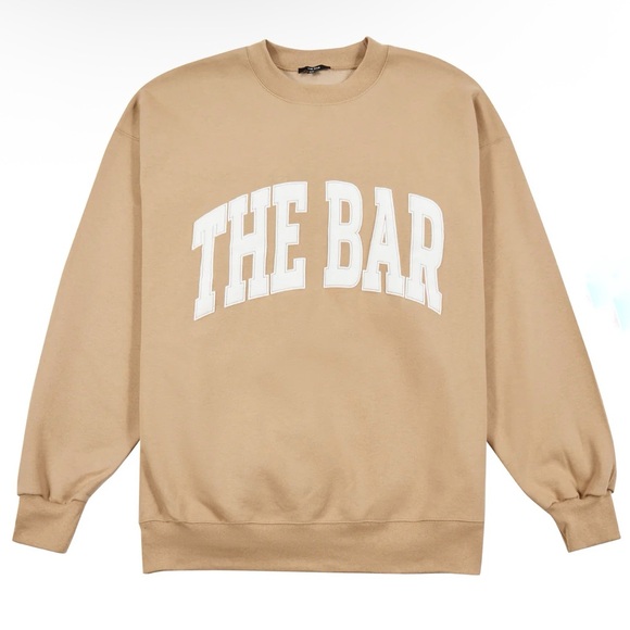 THE BAR - Varsity Crewneck Sweatshirt in Beige/White - Size XXL -NEW, NEVER WORN - Picture 1 of 4